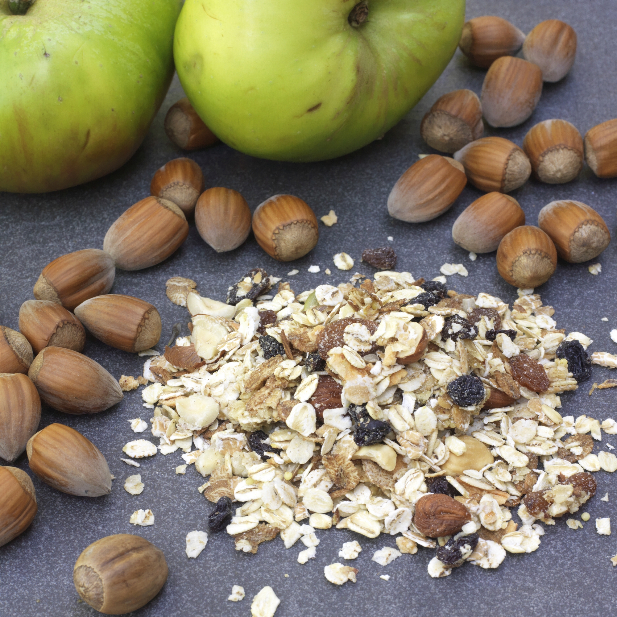Kentish Cobnut And Bramley Apple Granola Muesli - A very healthy granola muesli made with oats, Kentish Cobnuts, mixed seeds, and Kentish Bramley apple.