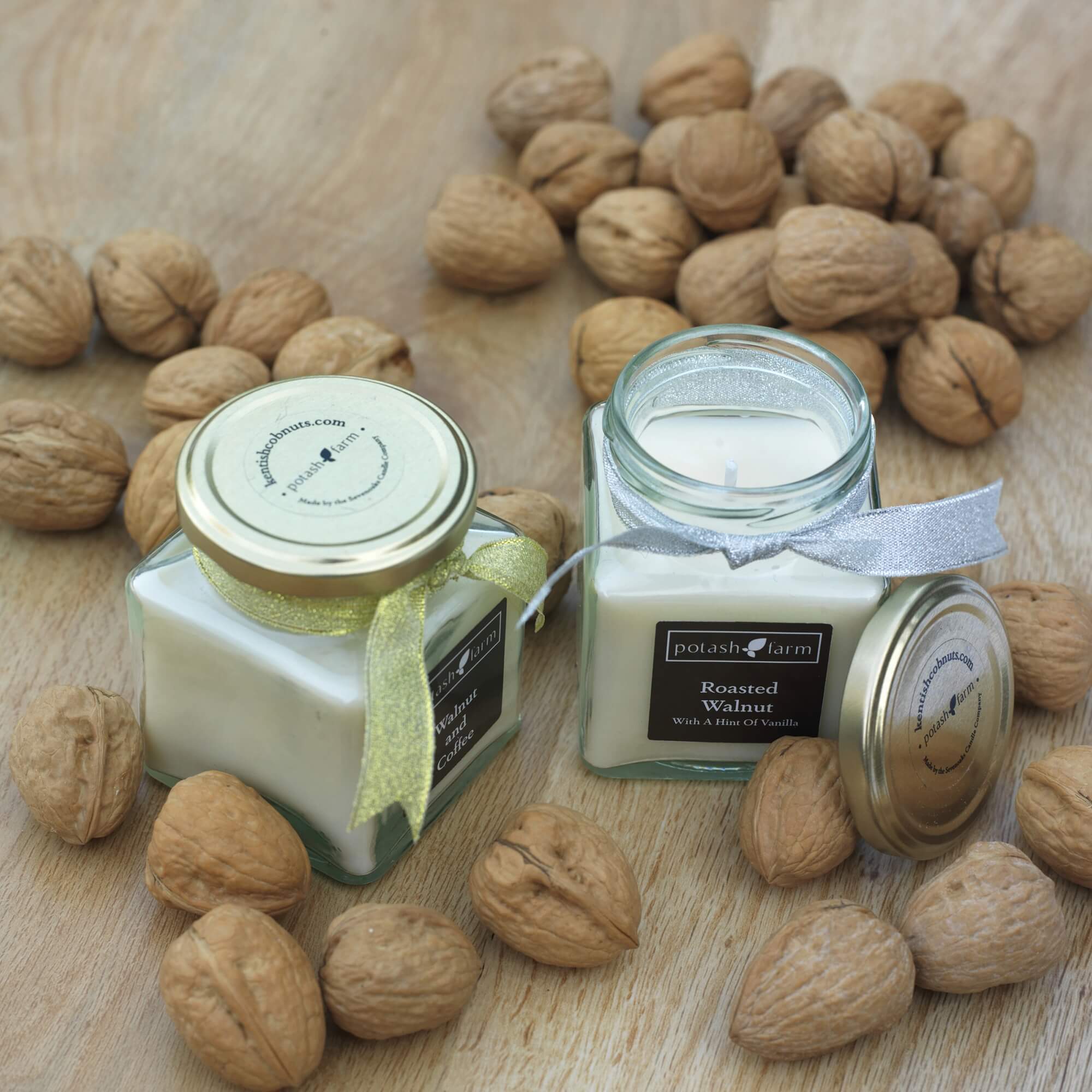 Walnut Candles - Walnut scented candles hand poured into glass jars. 