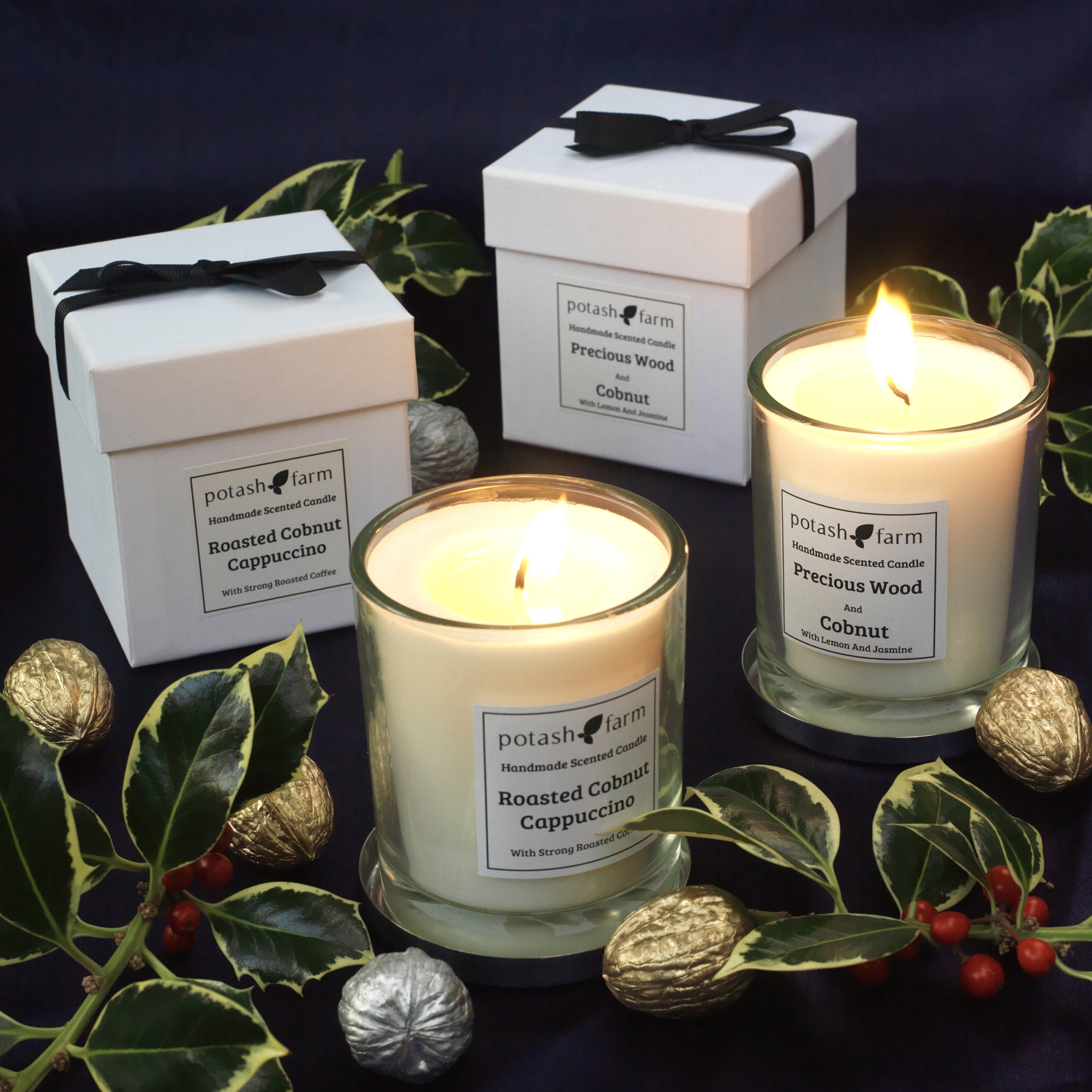 New Fragrant Candles - Roasted Cobnut Cappuccino and Precious Wood And Cobnut Luxury Candle